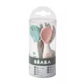 ฺBEABA ช้อนส้อม Set 6 training spoons and 4 training forks for 2nd age assorted colors LIGHT GREY / AIRY BLUE / VINTAGE PINK