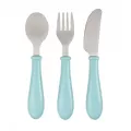 BEABA ช้อนส้อมมีดแสตนเลส stainless steel training cutlery Knife / Fork / Spoon - LIHGT BLUE