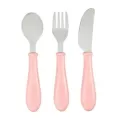 BEABA ช้อนส้อมมีดแสตนเลส Stainless steel training cutlery Knife / Fork / Spoon - LIHGT PINK