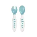 ฺBEABA ช้อนส้อมพร้อมกล่อง 2nd age training fork and spoon storage case included - BLUE