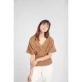 เสื้อให้นม Cesca Crop Top Brown White