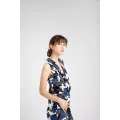 QueenCows ชุดให้นม  Teri Printed Wrap Dress Navy