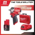 Milwaukee บล็อกกระแทกไร้สาย 12 โวลต์ 1/2 นิ้ว รุ่น M12 FIWF12-0C พร้อมแบตเตอรี่ 2 Ah และแท่นชาร์จ