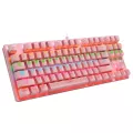 แป้นพิมพ์เครื่องกล สีชมพู 87 คีย์ คีย์บอร์ดเกมแคร็ก TH30959