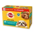 Pedigree Dog Food Pouch Chicken & Liver Flavour in Gravy 130g x 12 pcs.เพดดิกรี เพาช์ อาหารสุนัขโต รสไก่และตับในน้ำเกรวี