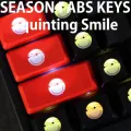 Novelty Shine Through Keycaps Abs Etched Light Squinting Smile Funny Smile Black Red 1.75u Capslock Custom Mechanical Keyboard