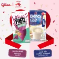 AGF Blendy เอจีเอฟ เบลนดี้ สติ๊ก คาเฟโอเล ฮาฟแคลอรี 8 ซอง 1 กล่อง และ กูลิโกะ เพรทซ์ ฮาร์เวซท์ รสมันม่วง 34 กรัม 1 กล่อง