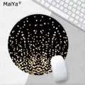 Maiya Floating Dots Black And Gold On White Silicone Round Mouse Pad Mouse Game Anti-slip Lappc Mice Pad Mat Gaming Mousepad