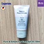ครีมกันแดด สำหรับผิวหน้า Pure & Simple For Face SPF 50, 100% Mineral Sunprotection 59ml Coppertone® สูตรกันน้ำ อ่อนโยน เพื่อผิวบอบบาง แพ้ง่าย