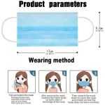 50PCS / Box Disposable Face Mask, Blue Cotton Mask Mask, Front Mask, non -Woven mask, dust mask, mask 3, filter, opening 50 pieces of mask / pack