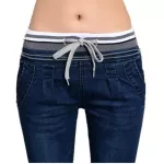 Siying ใหม่ขนาดใหญ่เอวสูงผู้หญิงเอวยางยืดกางเกงยีนส์ของผู้หญิงกางเกงยืดฟุตกางเกง
