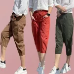 Summer women's work pants, long -sleeved cotton pants, waist, mid -harem pants, eight colors in the city 20906