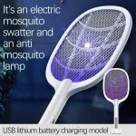 Solike ไฟฟ้า Shock ยุงโคมไฟยุง Swatter Fly Swatter แบบพกพาสามชั้น Fly Swatter สายชาร์จ USB USB