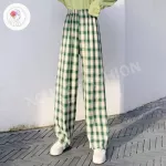 XCUTE - Korean style scotch pants, high -waisted women long pants Cylinder oversized pants, elastic waist A355