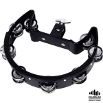 Echoslap Mounted TamBourine Tamburin for attached to the 16 -pair of metal drum sets, TW16A Black