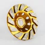 4 "x12T polished diamond cup, rough 412GR Sumo, golden color, easily polished, fast, for polishing concrete floors that are especially hard Diamond cup Concrete diamond cup