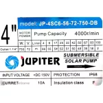 Set DC JUPITER 750W into the pond 4 water out 1.25 + 340W 34W solar panel + with equipment JP-4SC6-56-72-750-DB Stainless steel motor with submerged equipment