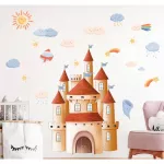 ZSZ2885 Wall Sticker Bedroom wall sticker Castle model, red roof, wall sticker