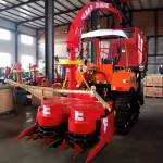 Green plants, cows, machinery, large machinery industry