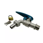 ก๊อกบอลสนามล็อคกุญแจ SANWA สีเขียว 1/2 นิ้ว 4 หุน