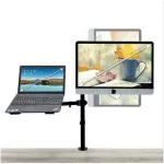 M076 Double LCD screen on the desktop table fully With additional laptop tray for a maximum notebook notebook and 32 inch screen