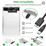 Clear HDD Harddisk SSD 2.5 Inch USB3.0 Hard Drive Enclosure, not including 1 USB cable