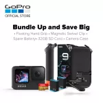 [Official Bundle] GoPro HERO9 Black 5K video and 20MP photos / Magnetic Swivel Clip • Spare Battery• Floating Hand Grip • 32GB SD Card • Camera Case