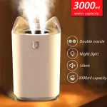 Home Air Humidifier 3000ml Double Nozzle Cool Mist Difr With Cful Led Lit Heavy Fog Ultrasonic Usb Humidificador