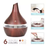 300ML USB Humidifier Electric L Therapy Wood Grain Ultrasonic Air Difr with 7 CRS LITS for Hoffice Car