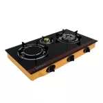 SERRANO เตาแก๊สหน้ากระจก 3 หัวเตา รุ่น X-3005 สีส้ม