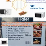 HAIERเตาอบไมโครเวฟ20ลิตร700วัตต์HMWM2001Wปรับร้อนได้6ระดับซื้อแล้วไม่มีรับเปลี่ยนคืนทุกกรณีสินค้าใหม่รับประกันโดยผู้ผลิตHAIER เตาอบไมโครเวฟ รุ่น HMW-M