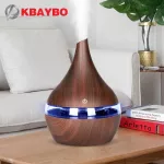 Baybo 300ml Usb Electric Air Difr Wood Grain Ultrasonic Humidifier Cool Mist Maer With 7 Crs Lits For Home