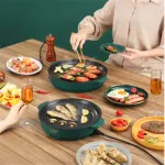 กระทะย่างไฟฟ้าในครัวเรือน แบบพกพา ย่างสเต็ก บาร์บีคิว จานเกาหลี ไม่ติดกระทะ เตาอบไฟฟ้า แผ่นเหล็ก บาร์บีคิว plate