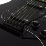 SQOE Electric guitar Strat HH model SEST210BK Black + guitar bag + electric guitar amplifier + jack cable + sash