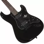 SQOE Electric guitar Strat HH model SEST210BK Black + guitar bag + electric guitar amplifier + jack cable + sash