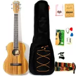 30 inch zebrawood satin acoustic ukulele with Trus ROD with EQ and tuner with gig and accessories.
