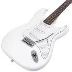 PARAMOUNT PE100 Electric guitar Strat 22 Freck White, Picklie, Linkle Coil + Free Rocking ** Beginner Electric Guitar **