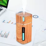 Portable Mini Humidifier Wood Grain 300ml Ultrasonic Car USB Air Difr CR LED Humidificador for Car Hoffice