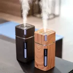 Portable Mini Humidifier Wood Grain 300ml Ultrasonic Car USB Air Difr CR LED Humidificador for Car Hoffice