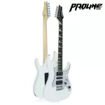 Proline PE1500 Electric Guitar Strat 24 Freck White Blue River, HSS Pick Card ** Metal Pick Card **