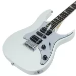 Proline PE1500 Electric Guitar Strat 24 Freck White Blue River, HSS Pick Card ** Metal Pick Card **