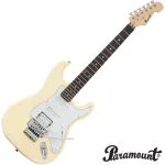 Paramount PE107 กีตาร์ไฟฟ้า 22 เฟร็ต HSS ทรง Strat Richie Sambora แบบ Floyd Rose สี Antique White