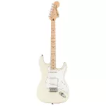 Fender® Squier Affinity Strat MN, 21 electric guitar, alder, alder pic, single, white collection, year 2021 + free rocker