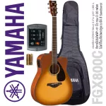 Yamaha® FGX800C กีตาร์โปร่งไฟฟ้า 41 นิ้ว ** ไม้ท็อปโซลิดสปรูซ ** มีเครื่องตั้งสายในตัว + ฟรีกระเป๋ากีตาร์ Yamaha Deluxe ของแท้