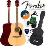 Fender® FA-125 Acoustic Guitar, 41 inch acoustic guitar, Dreadnought shape, varnish, shadow + free guitar bag & tuner & kapo & pick & wrench