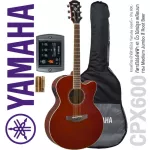 Yamaha® CPX600 กีตาร์โปร่งไฟฟ้า 41 นิ้ว ไม้สปรูซ ทรง Medium Jumbo มีเครื่องตั้งสายในตัว + แถมฟรีกระเป๋า Yamaha ** ประกันศูนย์ 1 ปี **
