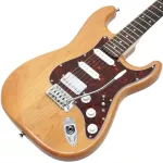 PARAMOUNT PE132 Stratosonic Electric Guitar Strat 22 Frets Ashka, Ashka, Finger Boxing, Rose Wood, HSS + Free Rocking ** 1 year Insurance **