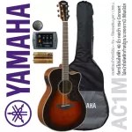 YAMAHA® AC1M 40 -inch electric guitar, concert style, Solid Sita Sopz Pickups have SRT + free technology. Sound Hole & Bag & Manual & Charcoal and