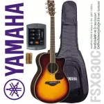Yamaha® FSX830C กีตาร์โปร่งไฟฟ้า 41 นิ้ว ไม้ท็อปโซลิดสปรูซ ทรง Concert Sunburst คอเว้า เครื่องตั้งสายในตัว + พร้อมของแถม