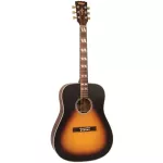 Vintage V140VSB Historic Series กีตาร์โปร่ง ทรง Dreadnought ไม้สปรูซ คอไม้มะฮอกกานี อินเลย์บล็อคสีขาว สี Vintage Sunburst